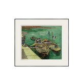 Quay with Men Unloading Sand Barges