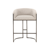 Arno Barstool with a comfortable fabric seat and sturdy steel frame, featuring a clean, modern design ideal for contemporary kitchens, home bars, and dining spaces.