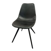 Asta Dining Chair in black vintage faux leather with grey stitching