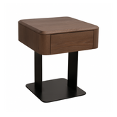 Small modern bedside table 45x45x51 cm with storage drawer and wood finish