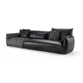 Noto 4 seater sofa with Italian design in half leather and half fabric