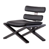 Lecce Lounge Chair featuring premium Napa leather upholstery, ash wood frame in carbon grey finish, inspired by the Buddha pose, offering modern, unique, and luxurious seating.