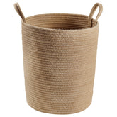 Luxury jute fabric storage basket, flexible and durable, perfect for organizing household essentials with elegance.