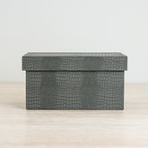 Luxury blue organizer with textured crocodile exterior and soft velvet lining