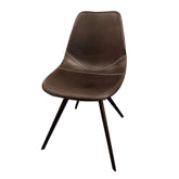 Marit Dining Chair in saddle brown vintage faux leather with grey stitching