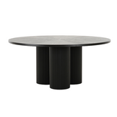 Round black dining table with ash veneer finish and minimalist design from the Oslo Collection – perfect for modern interiors.