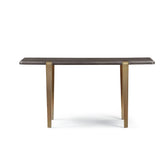Modern Elm Veneer Console Table with Brushed Bronze Legs