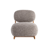 Luxury modern accent chair upholstered in soft cotton linen with a curved design and Elm wood frame.