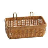 Traditional style storage basket made from durable plastic rattan, perfect for organizing essentials and enhancing home décor.