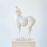 Vintage-inspired white horse statue crafted from art resin