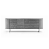Dozza 2.2M Sideboard with rich wood veneer finish and sleek stainless steel frame, combining modern style with durability.