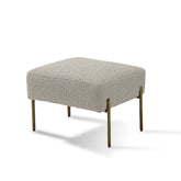 Elm luxury ottoman in soft teddy fabric with brushed gold metal legs, designer footstool and cozy accent piece, perfect companion for Oslo Armchair