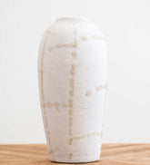 Graceline Vase – Largest hand-painted white ceramic vase with washed latte lines, ideal for fresh or dried flowers and modern décor