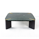 Ponze Coffee Table in luxury Verde Green marble with solid oak legs, premium natural stone furniture for modern living rooms