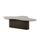 Porto Coffee Table with dark wood veneer finish and sleek modern design styled in a minimalist living room