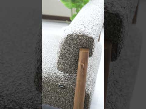 Video showcasing the Forli Lounge Chair with Chenille fabric upholstery, high-density sponge cushioning, and a sturdy elm wood frame, highlighting its modern design, comfort, and rustic charm.