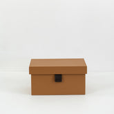 Close-up of Ross PU leather storage box highlighting smooth exterior and plush velvet-lined interior