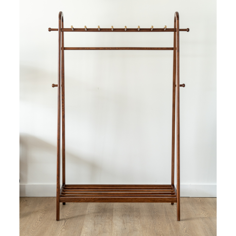 Ash Wood Clothing Rack with Pegs and Shelf | Luxury Designer Furniture ...