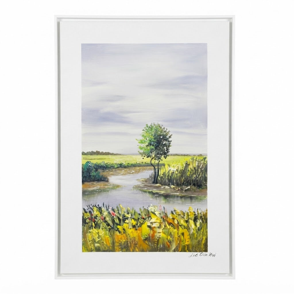 Cloudy River Bank- Oil Painting