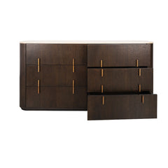 6 chest of drawers with a genuine Turkish travertine top and oak veneer cabinet