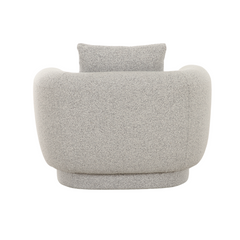 Alborg Boucle Armchair in grey fabric, designed for contemporary living rooms, bedrooms, or study spaces.