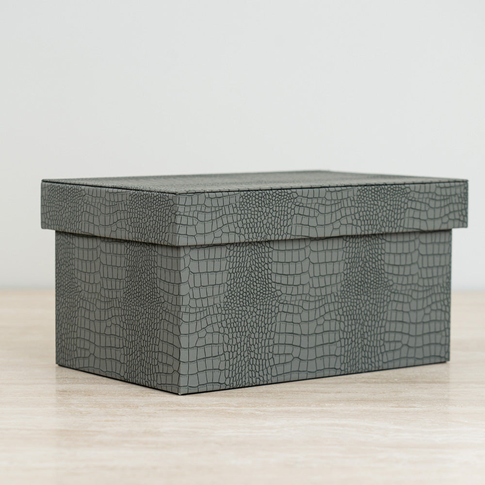Luxurious crocodile-patterned gift box with a velvet-lined interior