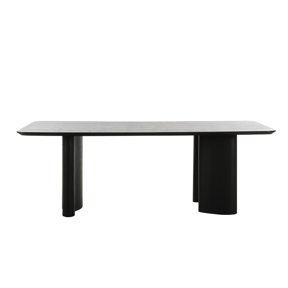 Modern Ankara dining table featuring rectangular dark ash top and striking sculptural legs for contemporary interiors.