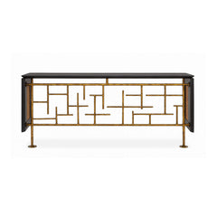 Console table with gold geometric design