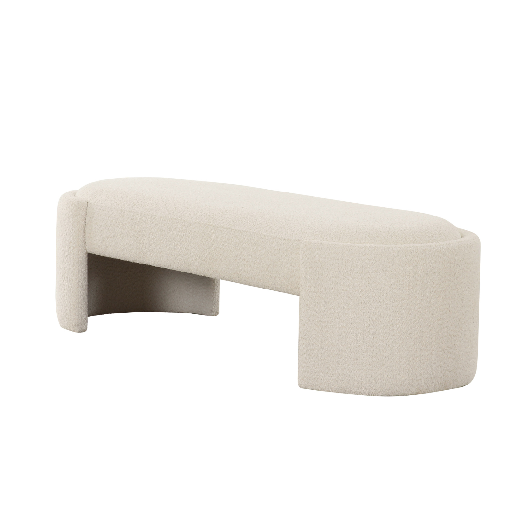 white fabric bench contemporary minimalist Scandinavian style ottoman seating