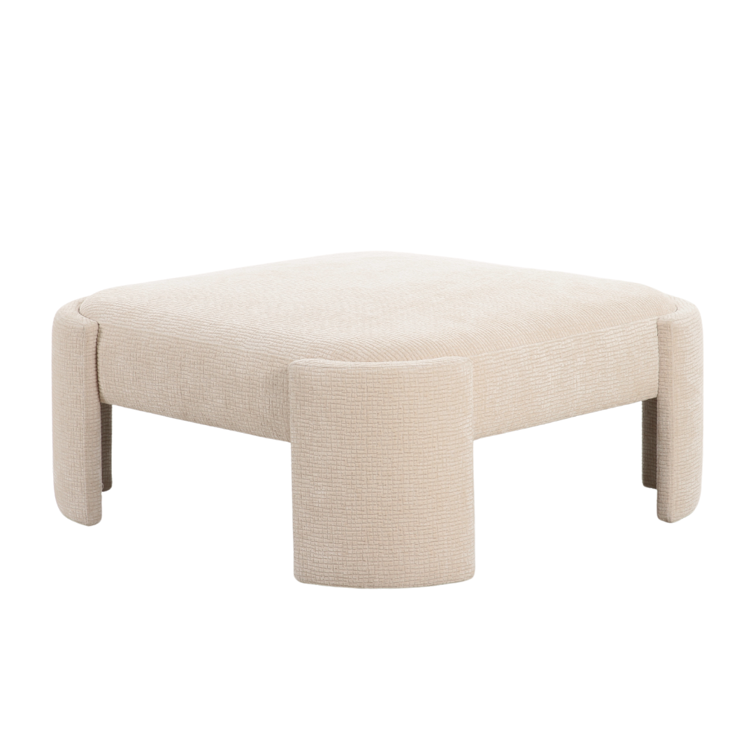 White fabric ottoman 102cm oversized pouf modern living room coffee table