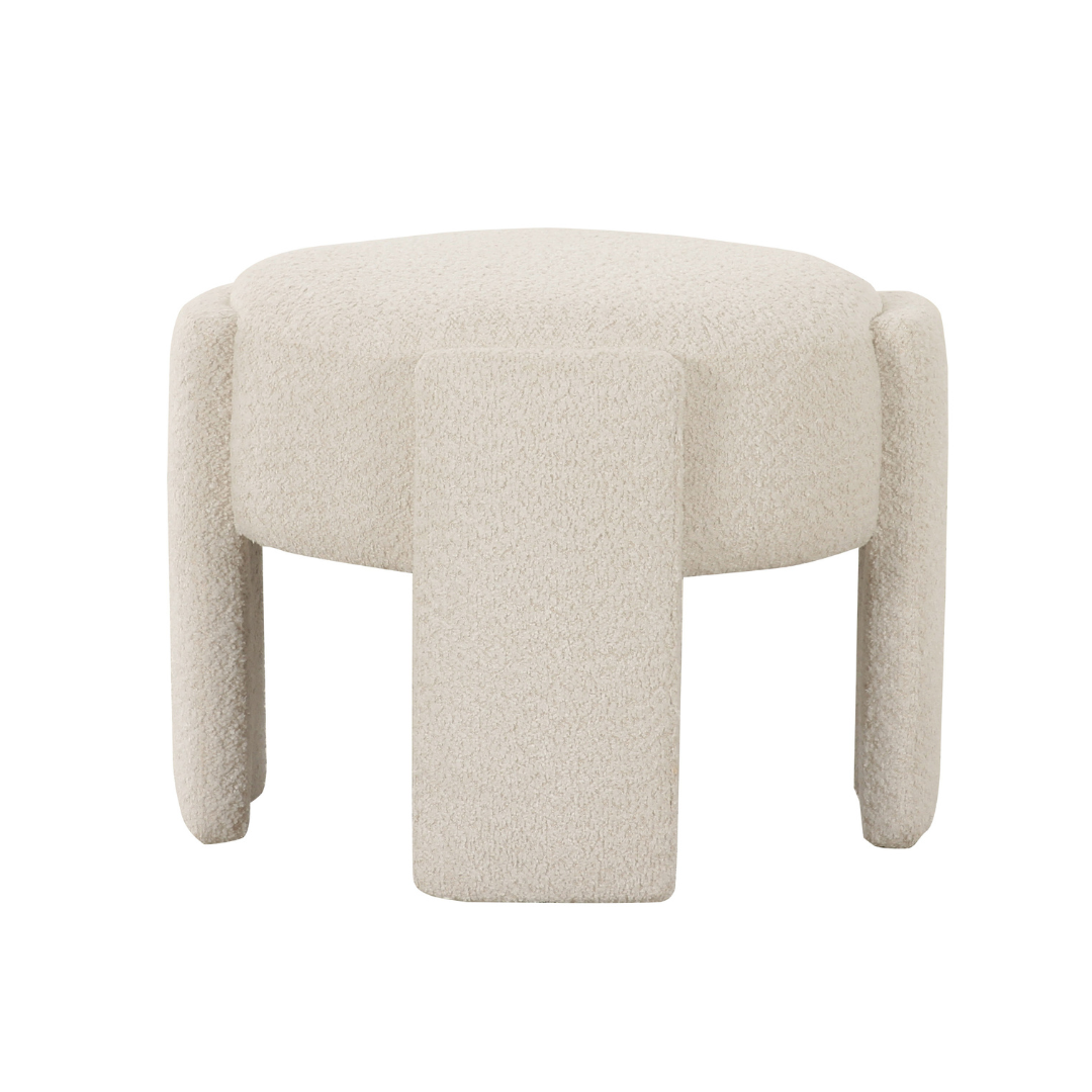 Anton fabric ottoman modern upholstered footstool pouf in White