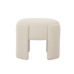 Beige fabric ottoman modern round stool durable quality upholstery