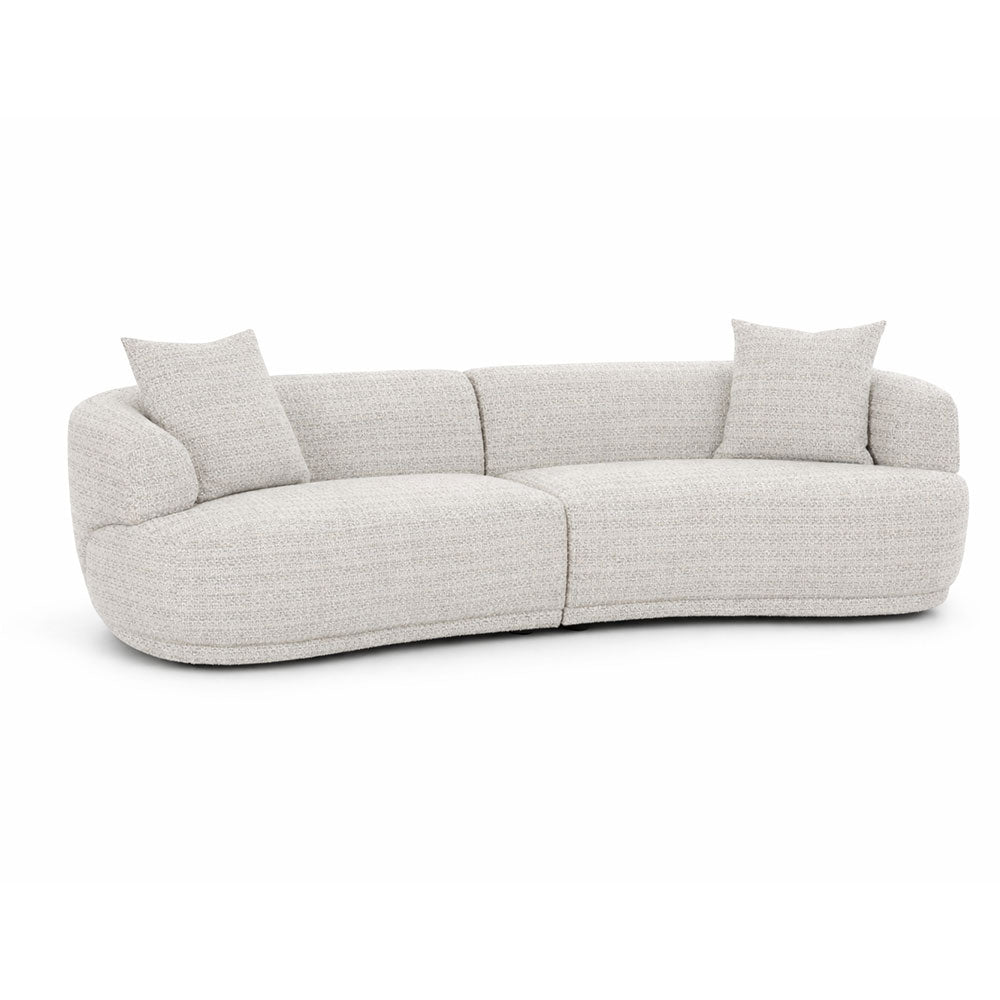 Contemporary 3-seater sectional sofa with soft woven fabric, smooth rounded silhouette, and deep cushions for comfortable modern lounging.