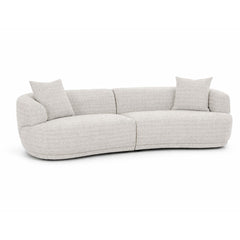 Contemporary 3-seater sectional sofa with soft woven fabric, smooth rounded silhouette, and deep cushions for comfortable modern lounging.