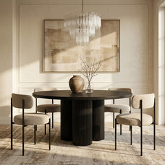 1.5m Black Dining Table w 4 Chairs