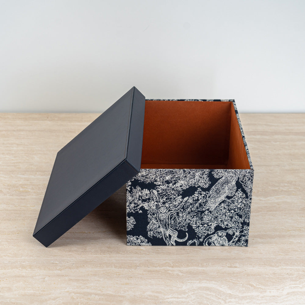 Contemporary storage box offering both beauty and functionality with its botanical print.