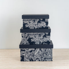 Versatile organizer box suitable for home or office, featuring a timeless botanical design.