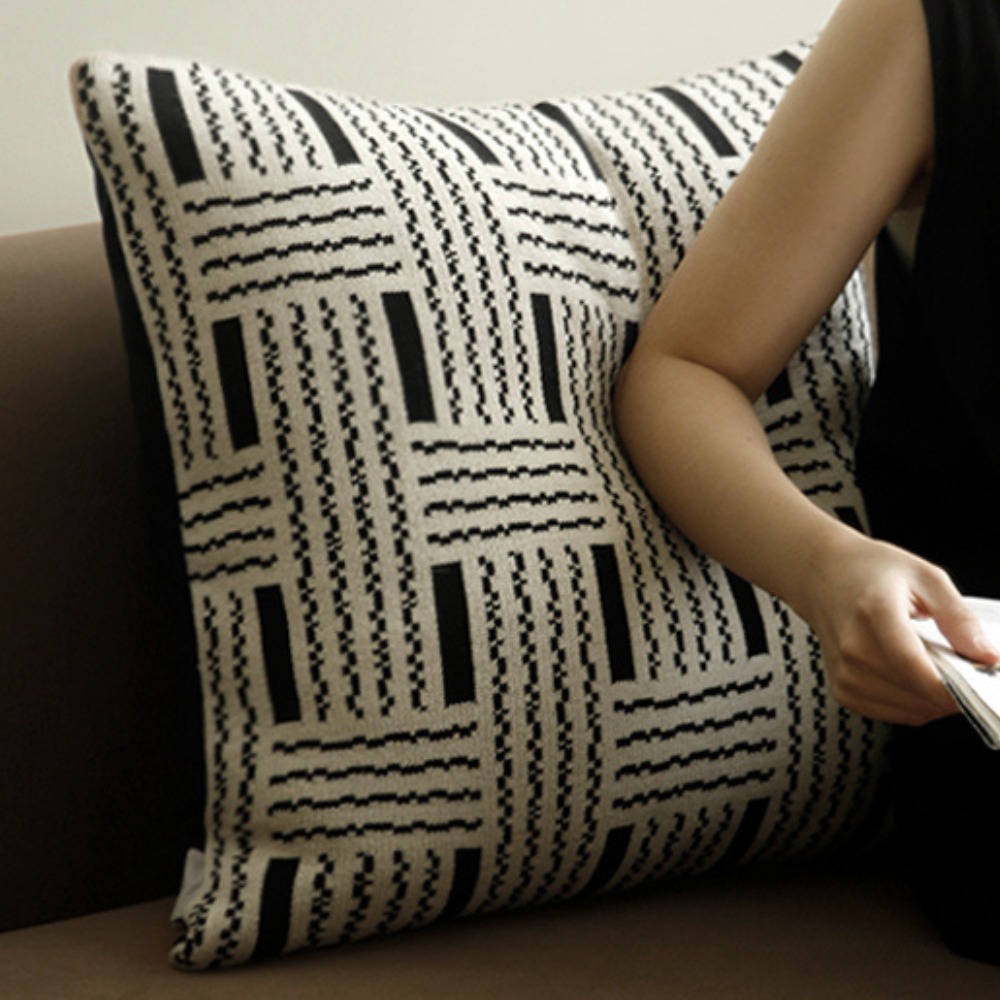 Contrast Knit Cushion