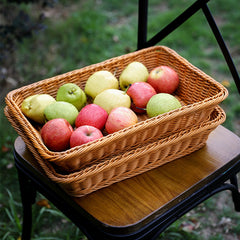 Classic and sophisticated shallow storage basket set, versatile for storing accessories, toiletries, or decorative items.