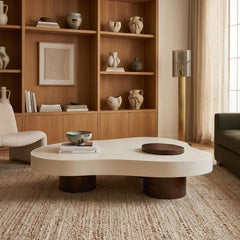 Cloud White Brown Irregular Big Coffee Table Living Room 