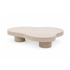 Beige coffee table with a unique design on a white background