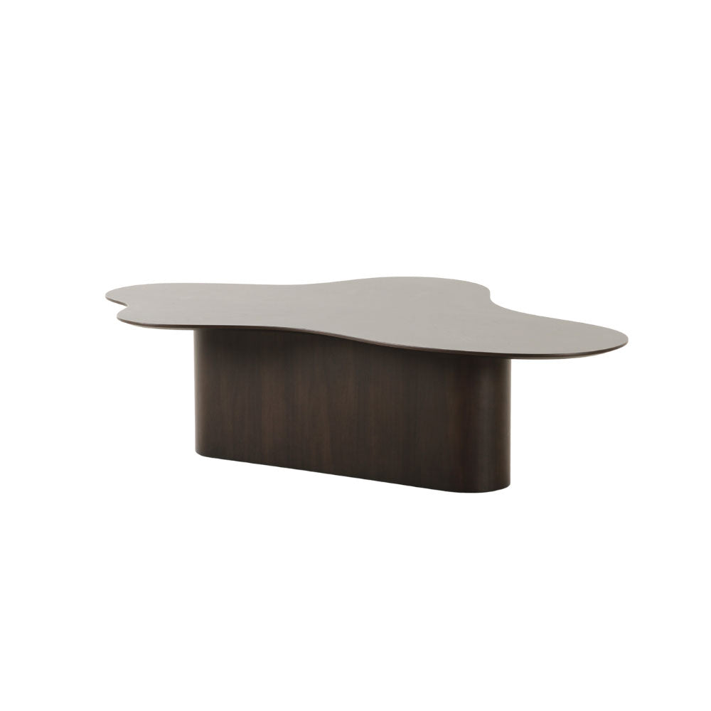 Modern coffee table with a wavy design on a white background