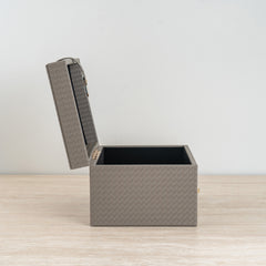 Stylish storage organizer blending durability with refined aesthetics.