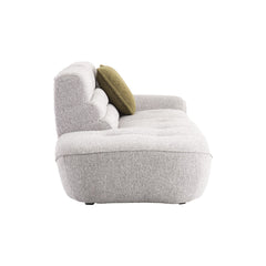 Modern 3 seater sofa with elegant curved edges, soft cotton linen upholstery, and durable wooden frame, perfect for stylish living rooms.