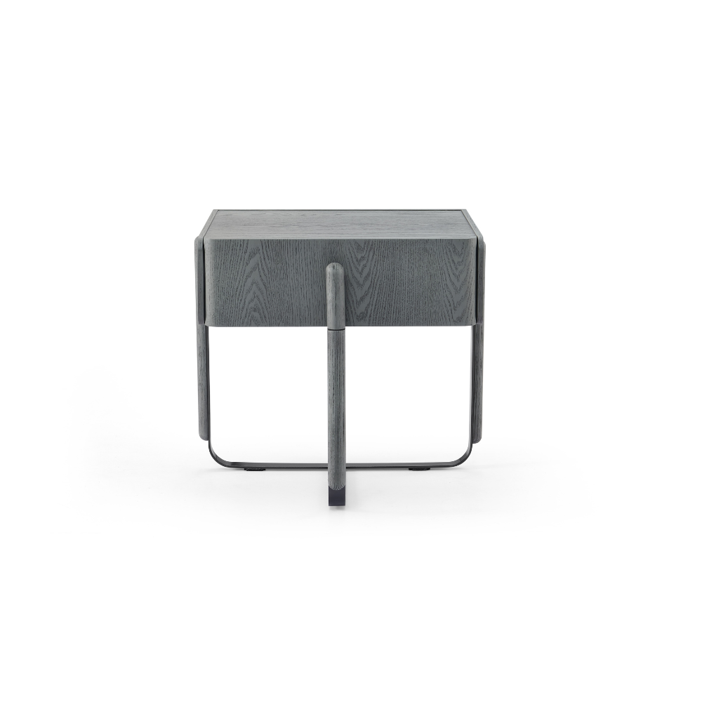 Modern nightstand featuring a wood veneer top and practical storage drawer