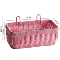 Durable traditional style storage basket made from plastic rattan, ideal for long-lasting household use.