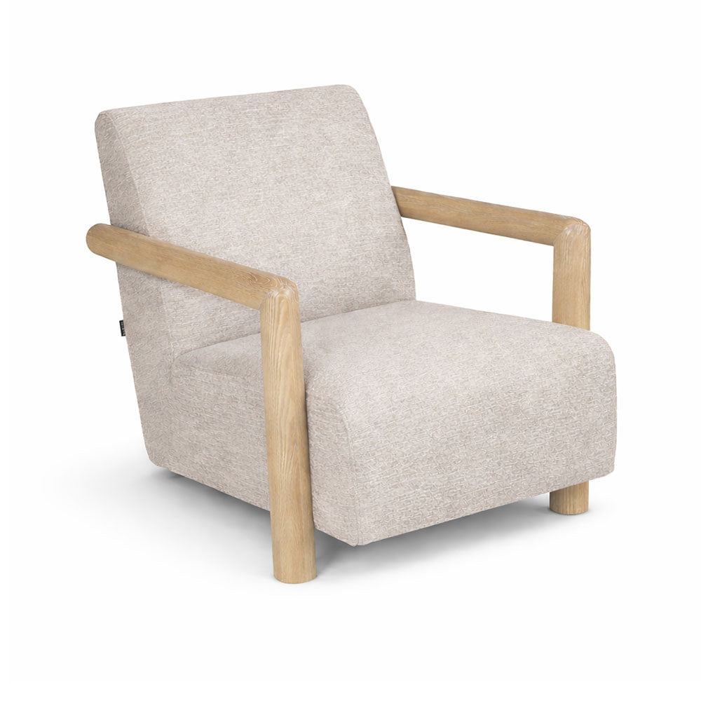 Contemporary accent chair with premium upholstery and natural timber frame.