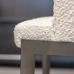 Close-up of premium boucle fabric and base