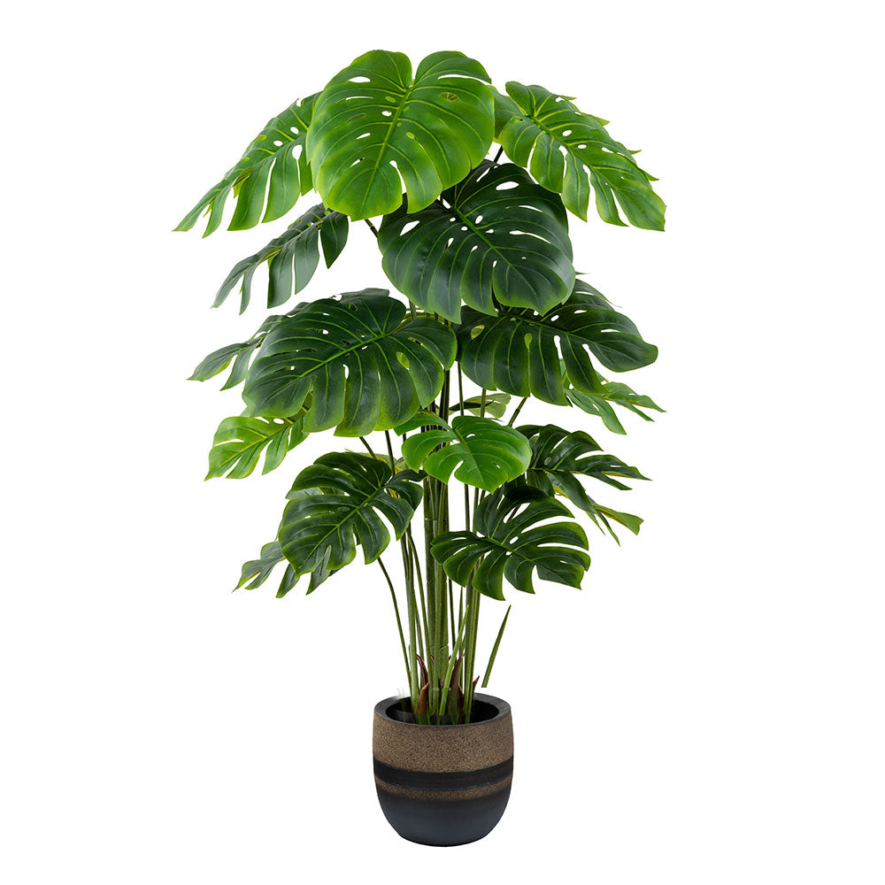 Maintenance-free indoor artificial Monstera tree with vibrant green foliage