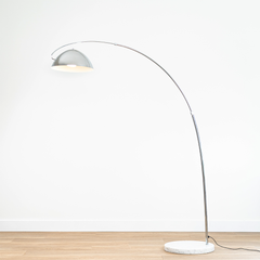 Marble Base Silver Shade Floor Lamp Arc Modern Styling Living Room lighting